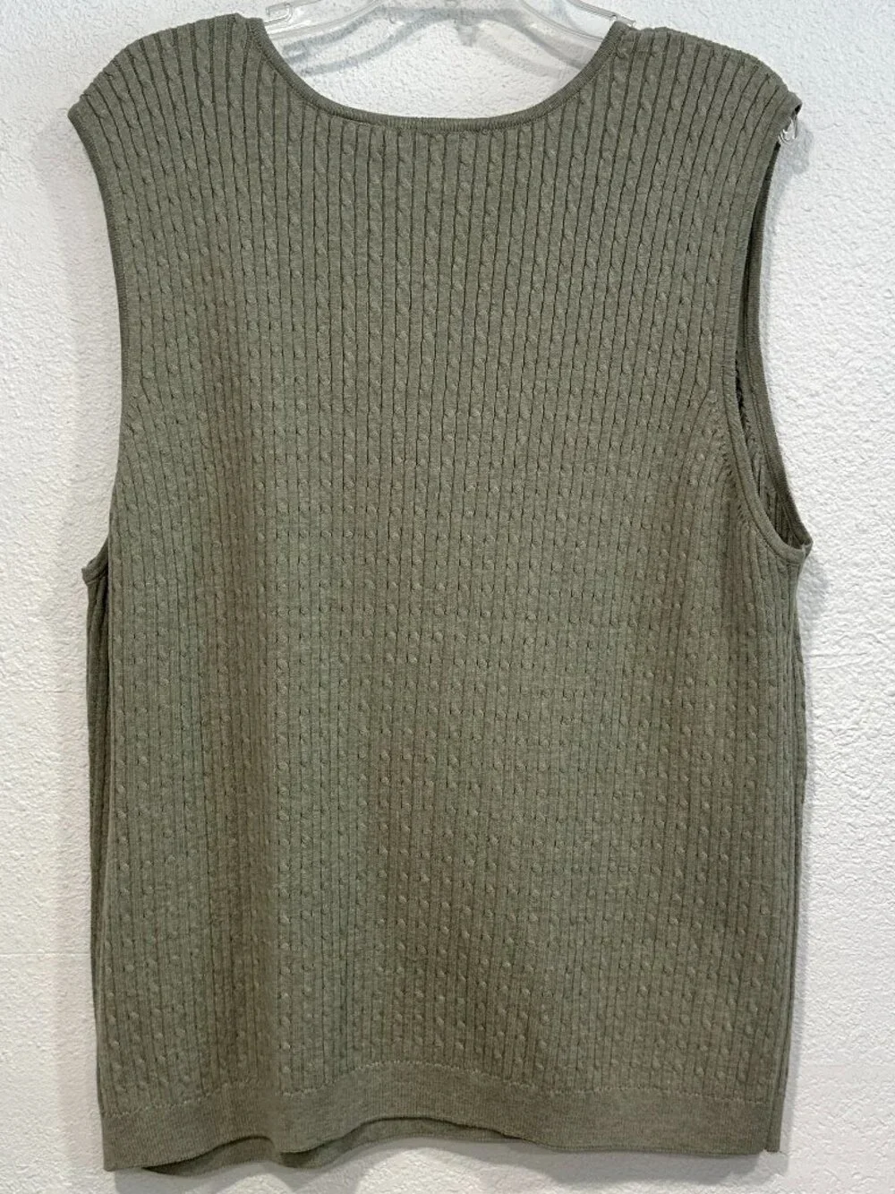 NWT Jeanne Pierre Sleeveless Sweater Vest Green Heather Cable Knit Women Size 3X